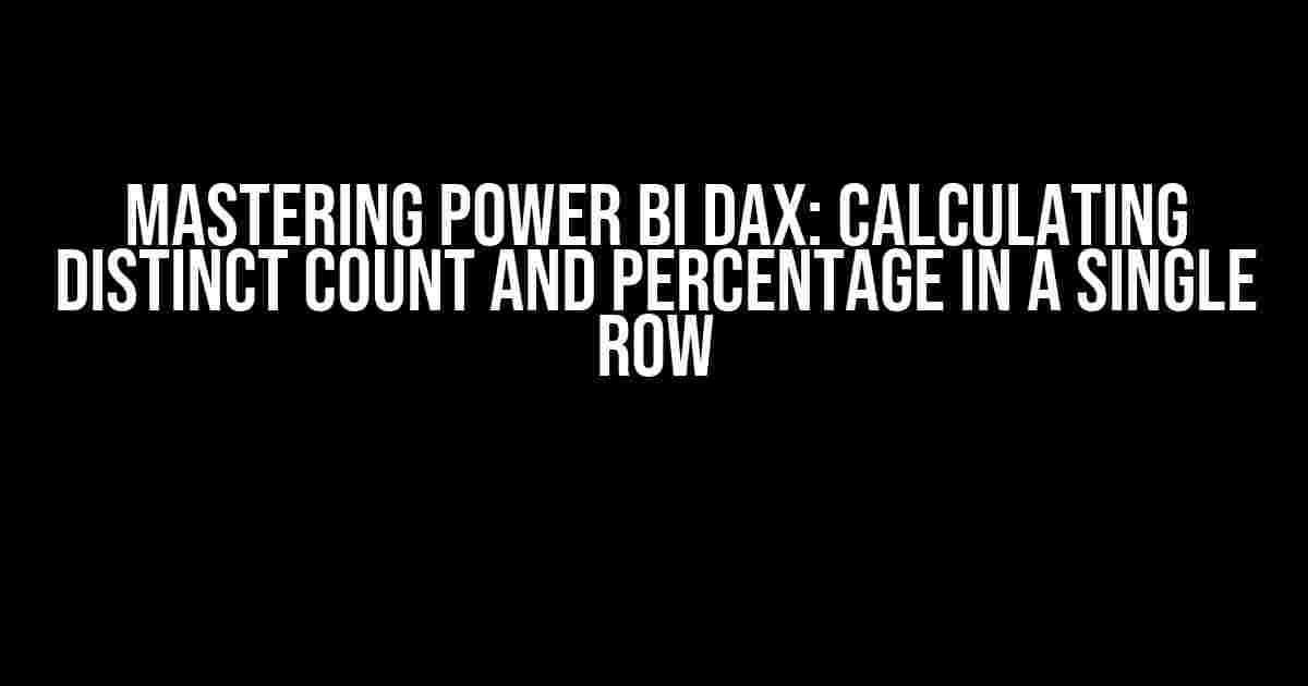 Mastering Power BI DAX: Calculating Distinct Count and Percentage in a Single Row